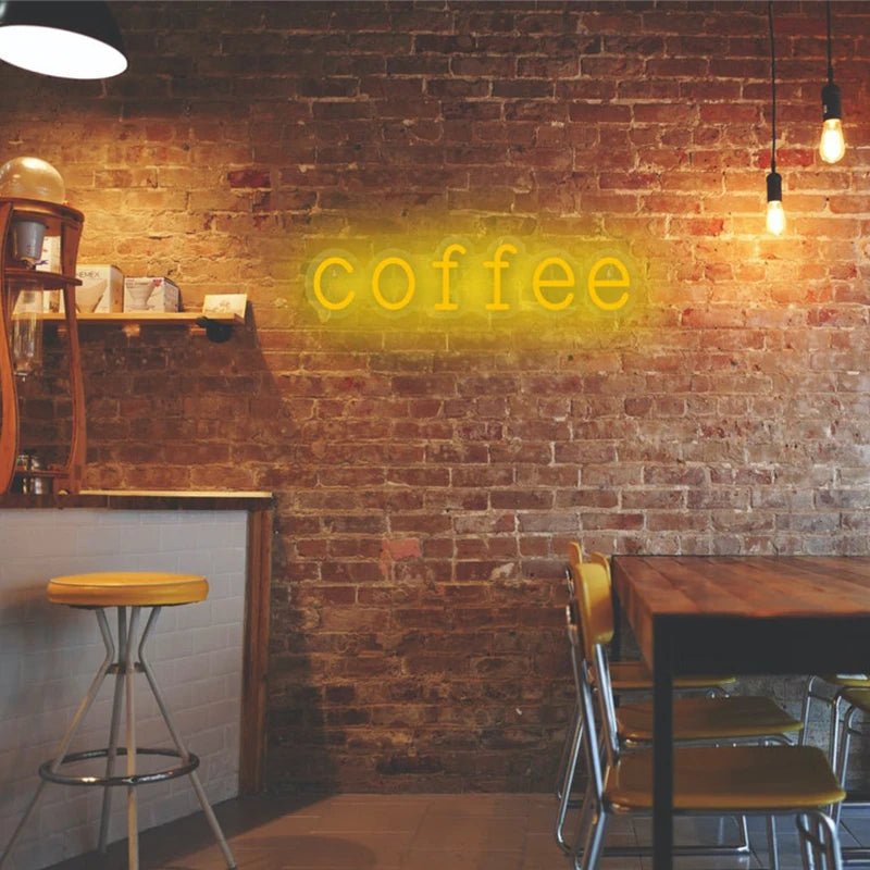 Coffee Neon Sign - LED Wall Light for Café & Room Decor