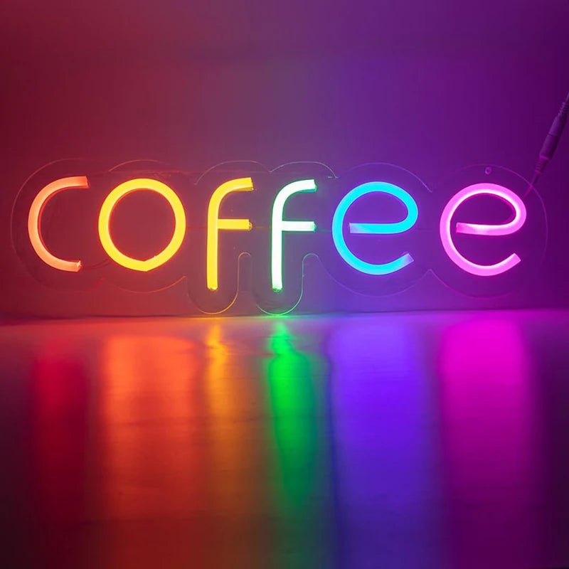 Coffee Neon Sign - LED Wall Light for Café & Room Decor