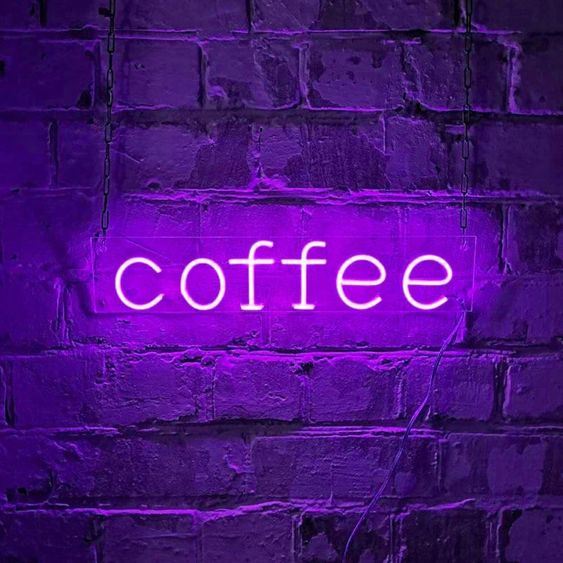 Coffee Neon Sign - LED Wall Light for Café & Room Decor
